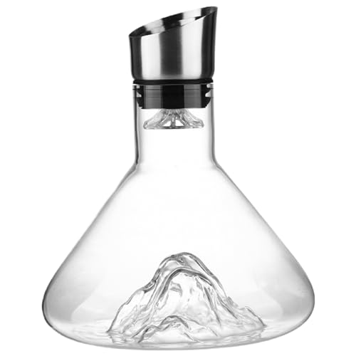 DÉCANTEUR DE Vine 1,5 L Aérateur de vin Transparent avec Cartes de Carafe à vin sans Plomb Iceberg Bottom Doule Carafe Rouge avec Une Filtration en Acier Inoxydable