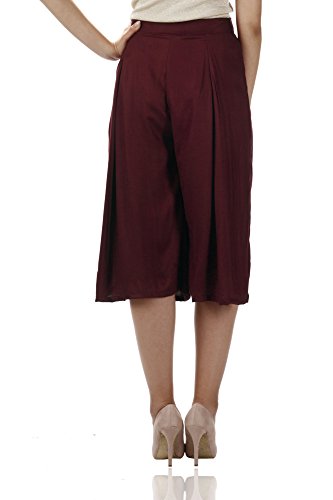 Image of Miss Chase Women's Navy Blue Solid Knee Length Relaxed Culottes