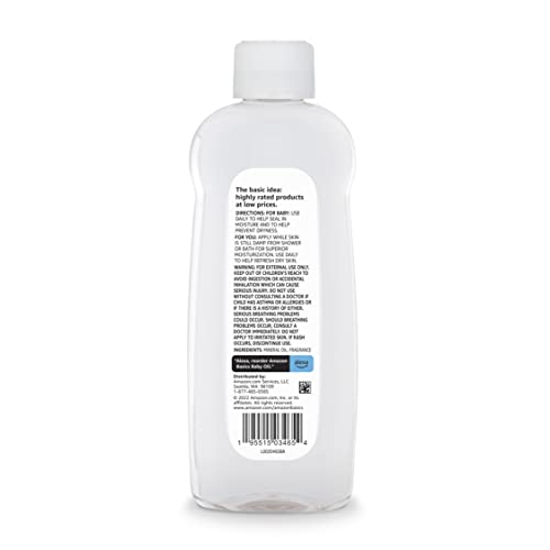 Image of Amazon Basics Baby Oil, Soothing Lavender Scented, Prevents Moisture Loss, 14 Fluid Ounce, 1-Pack (Previously Solimo)
