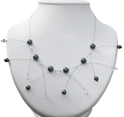 Collier mariée cristal autrichien gris foncé N°1 pour bijoux de mariage chic