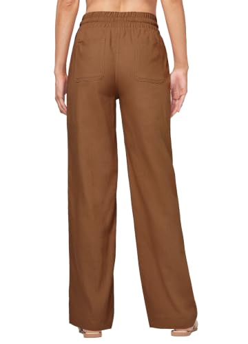 Image of Willit Women Linen Pants Wide Leg Casual Palazzo Pants Beach Summer Lounge Pants Trousers with Pockets 29 inch /31 inch / 33 inch