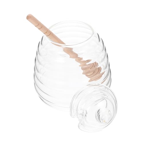 VALICLUD 1Set Glass with Stirring Rod Transparent Honey Dispenser for Kitchen Storage for Syrups and Jam Easy to Clean Honey Pot Container