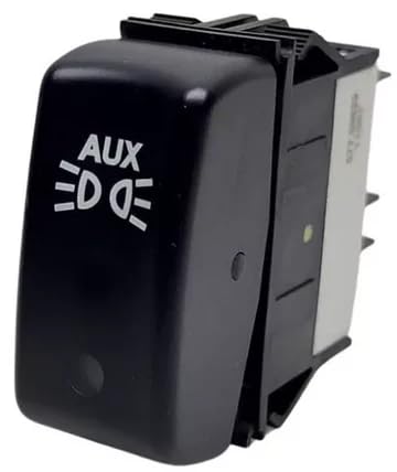 Peterbilt OEM AUX Rocker Switch, Black, LED Illuminated, Panel Mount, P27-1040-23, 12V DC, for Commercial Trucks