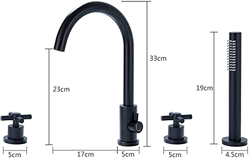 Robinet de baignoire en laiton CHEWYNP : mitigeur 4 trous design chic - 5
