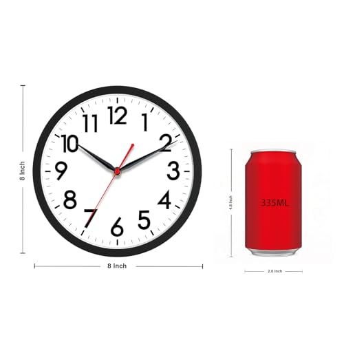 image for AKCISOT Wall Clock, Modern Small Wall Clocks Battery Operated 8 Inch, 