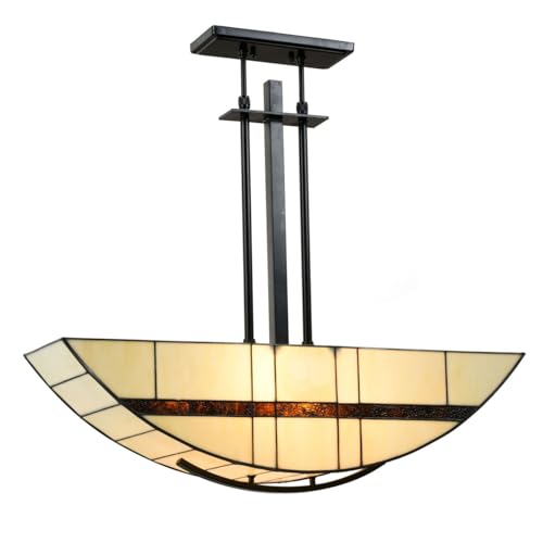 Lampe suspendue Tiffany geometric lustre Art Deco plafonnier salon