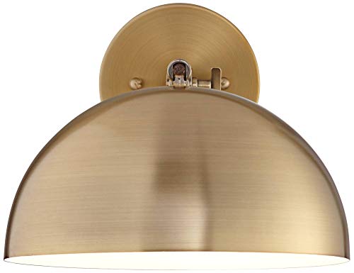 360 Lighting Brava Modern Indoor Adjustable Wall Lamps Set Of 2 Antique Brass Plug-In Light Fixture Up Down Dome Shades For Bedroom Bedside House Reading Living Room Home Hallway Dining #TOP7