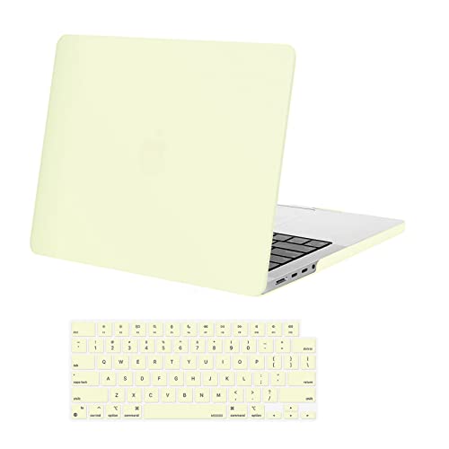 MOSISO Compatible with MacBook Pro 14 inch Case 2023 2022 2021 Release M2 A2779 A2442 M1 Pro/Max Chip with Liquid Retina XDR Display Touch ID, Plastic Hard Shell Case & Keyboard Cover, Cream Yellow