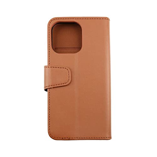 Rvelon Funda de Billetera diseñada para iPhone 13 Pro MAX, Compartimento Extra para Tarjetas, a Prueba de Golpes, Cuero Premium marrón Dorado, protección Total.