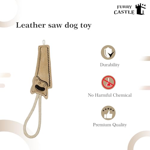 Image of Dog Toys Leather Saw Shape Perfect for Pets-Dog & Cats (Pack of 1, Tan)