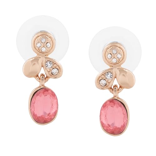 Estele Valentine Gifts For Girlfriend/Wife: Estele 24 Kt Brass Rose Gold Plated Pink Oval Crystal Stud Earrings For Girls and Women (B08CQ124G1) Amazon Price History, Amazon Price Tracker