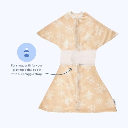 Image of SleepingBaby Zipadee-Zip Fleece Transition Swaddle - Arms-Out Wearable Blanket for Baby Sleep, Soft Breathable Fleece 0.8 TOG - Snowflakes, Medium (6-12 Month)