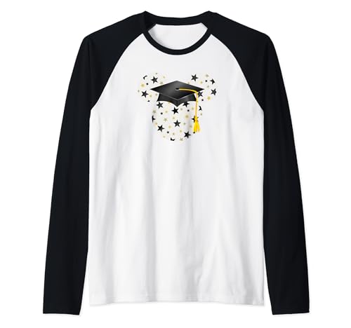 T-shirt Mickey Disney Chapeau de Remise des Diplômes Raglan Baseball Tee Fin d'Études