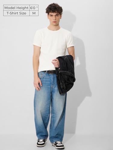 Image of The Souled Store Korean T-Shirts: Men and Boys Short Sleeves Round Neck Solid Regular Fit Easy to Style Everyday Wear Trendy Lightweight T-Shirt