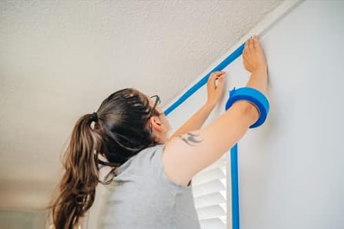 D-Nyx 6 Pack Professional Painters Tape 2 Inch X 60 Yards | Sharp Edge Line Technology | Residue-Free Multi-Surface Blue Painter Tape | Paper Masking Paint Tape For Wall Art Renovation, Marking #TOP7