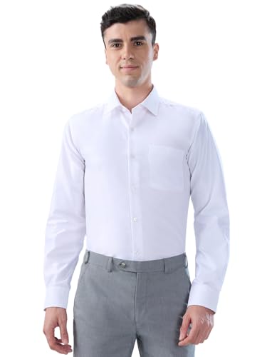 Image of Park Avenue Men Modern Slim Fit Solid Pattern Cotton Polyester Blend Semicutaway Collar Full Sleeve Formal Shirt