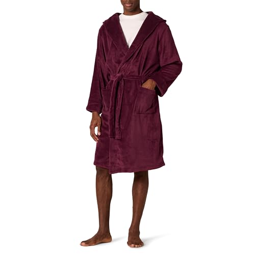Amazon Essentials Herren Mittellanger Bademantel Plüsch, Dunkles...