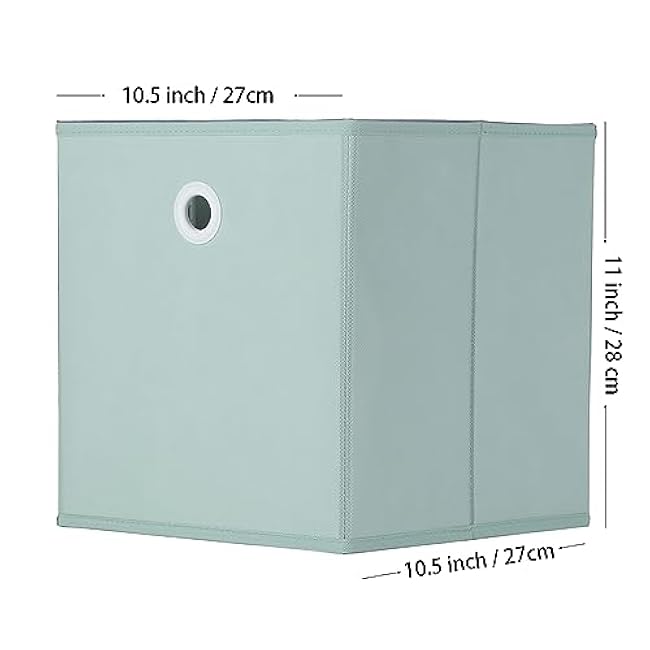Storage Cube Organizer 10.5 x 10.5 x11 Inch Storage Bins Non-woven Fabric Pack of 6 (Mint Charm Pure Mint Bag)