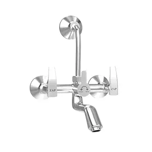 ZAP Hexa Series 2311 Premium Brass Wall Mixer with provision for Overhead Shower and 125 mm Long Bend Pipe-Visible Hot/Cold Knobs and Faucet Cleaner