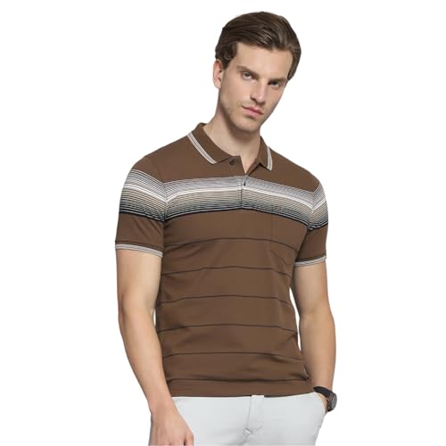 Image of Monte Carlo Men's Regular Fit Polo T-Shirt | Half Sleeve | Striped Collared Tee | Casual Everyday Wear | Stylish & Comfortable Tshirt for Men