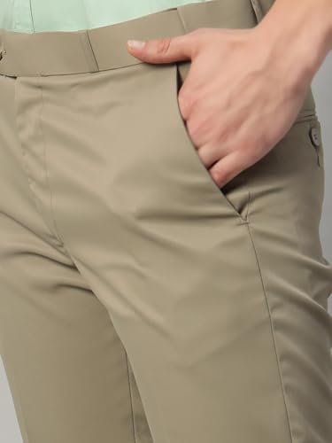 Image of Vogaan Formal Pant with Expandable Waist for Men | Men's Cotton Regular Fit Flat Front Pant for Party and Casual Wear