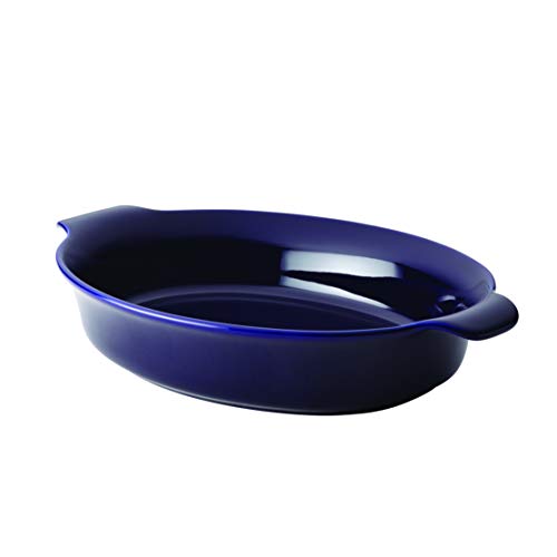Anolon 46056 Ceramics Oval Au Gratin Baking Dish, 2 Quart, Cobalt Blue