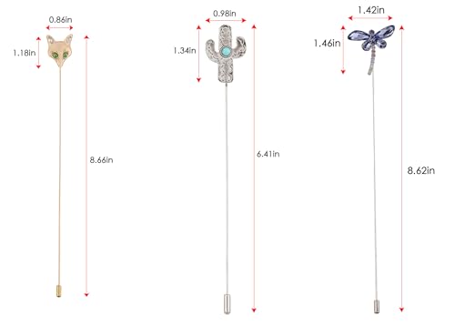 Image of Alilang 3Pcs Vintage Style Hat Lapel Brooch Pins with Flexible Bendable Design for Secure Fit on Hats, Scarves, and Suits