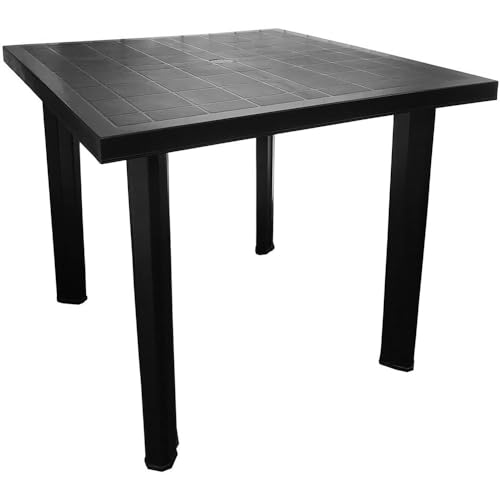 Tavolo quadrato in resina antracite 4 posti da pic nic interno esterno con 4 gambe pratico e comodo per giardino