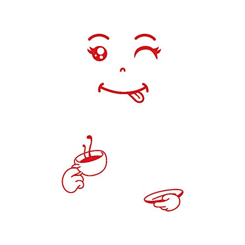 Dinglong Stickers muraux Boutique,Mangeons Ensemble Mignon Sticker frigo Happy délicieux Visage Cuisine frigo Wall Stickers Art (Rouge)