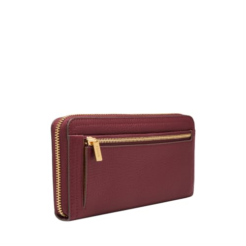 Image of Fossil Women's Logan Leather RFID-Blocking Zip Around Clutch Wallet with Wristlet Strap for Women