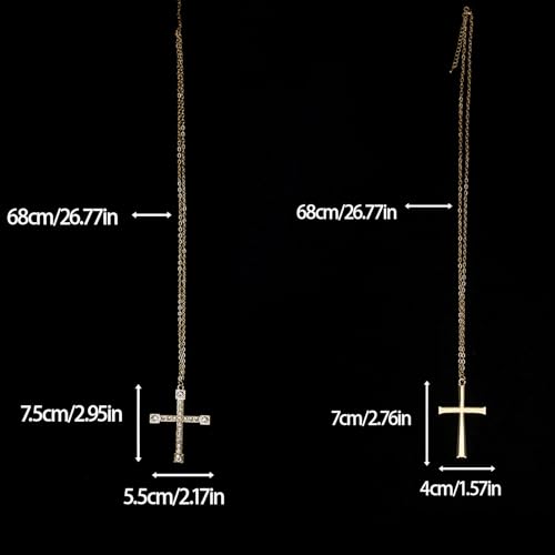 FVCENT Gold Cross Necklace Men's and Women's Jewelry Alloy Chain Pendant Party Clothing Accessories Role Playing Dress Up (Golden)3