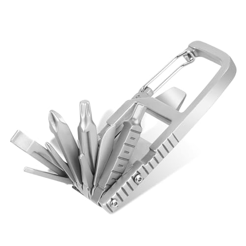 12 in 1Mini Multitool, Edelstahl Outdoor Schraubendreher Bit, Fahrrad Multitool Werkzeug Mini Leicht, Multifunktionsmesser Tragbare Werkzeuge für Outdoor, Camping, Reparatur, Geschenke für Männer