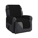 Linen Store Quilted Reversible Microfiber Pet Dog Couch Furniture Protector Recliner Cover (Black/Gray)