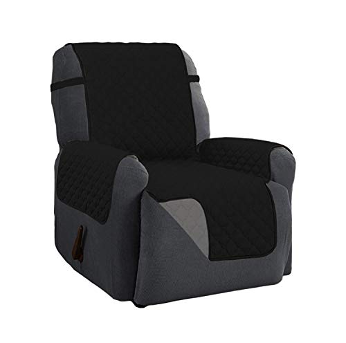 Linen Store Quilted Reversible Microfiber Pet Dog Couch Furniture Protector Recliner Cover (Black/Gray)