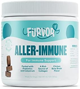 Furvor Aller-Immune Bites for Dogs, Probiotic Supplement for Gut Health with Collagen, Omega-3, Colostrum, Vitamin C, Dog Allergy Chews, Skin Allergy Relief, Immunity, Made in USA, 90 Chews, 12.7 oz Furvor Aller-Immune Bites for Dogs, Probiotic Supplement for Gut Health with Collagen, Omega-3, Colostrum, Vitamin C, Dog Allergy Chews, Skin Allergy Relief, Immunity, Made in USA, 90 Chews, 12.7 oz