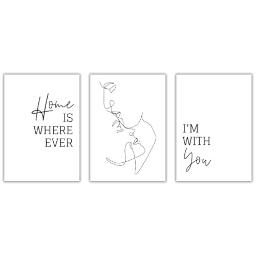 Freyheit | Premium Poster Set | stilvolles Bilder-Set für Wohnzimmer oder Schlafzimmer in schwarz-weiß | DIN A4 oder A3 (21 * 30cm oder 30x42cm) | OHNE Bilderrahmen (Home, A4 (21cm*29,7cm))