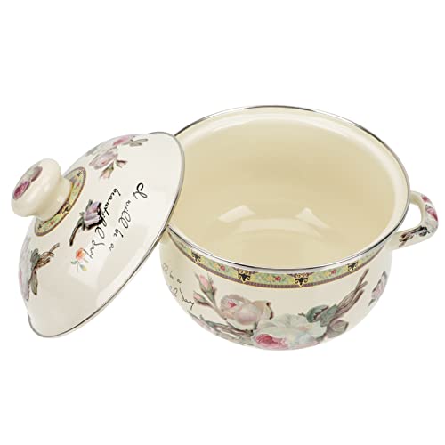 Generic Bolt de Estoque Do Esmalte Com Tampa Panela de Cozimento de 20Cm Com Tampa E Alça Anti- Esca