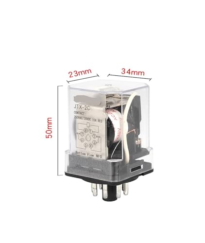 Relé JTX-2C de 8 pines con bobina DC12V para control de pequeña potencia 2