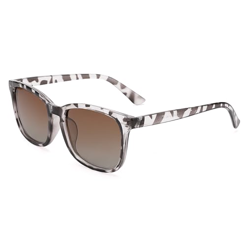 COASION Women's Polarized Sunglasses for Medium to Large Faces - Fashion Square Shades UV400 Protection(Tortoise/Gradient Brown)