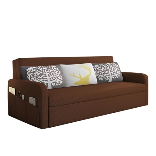 Image of Casaliving Leymour 3 Seater Sofa Cum Bed for Living Room - (Brown Colour Fabric) Premium Fabric Sofa Cum Bed for Living Room