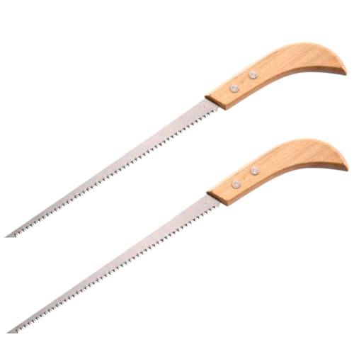 HIAKDOFT 2 piezas Serrucho de Mano para Jardinería Recta Afilada Mango de Madera Portátil para Poda y Camping Herramienta Multifuncional para Cortar Madera