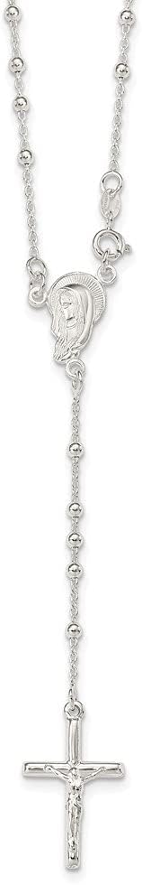 Diamond2Deal Sterling Silver Polished Rosary Pendant Necklace