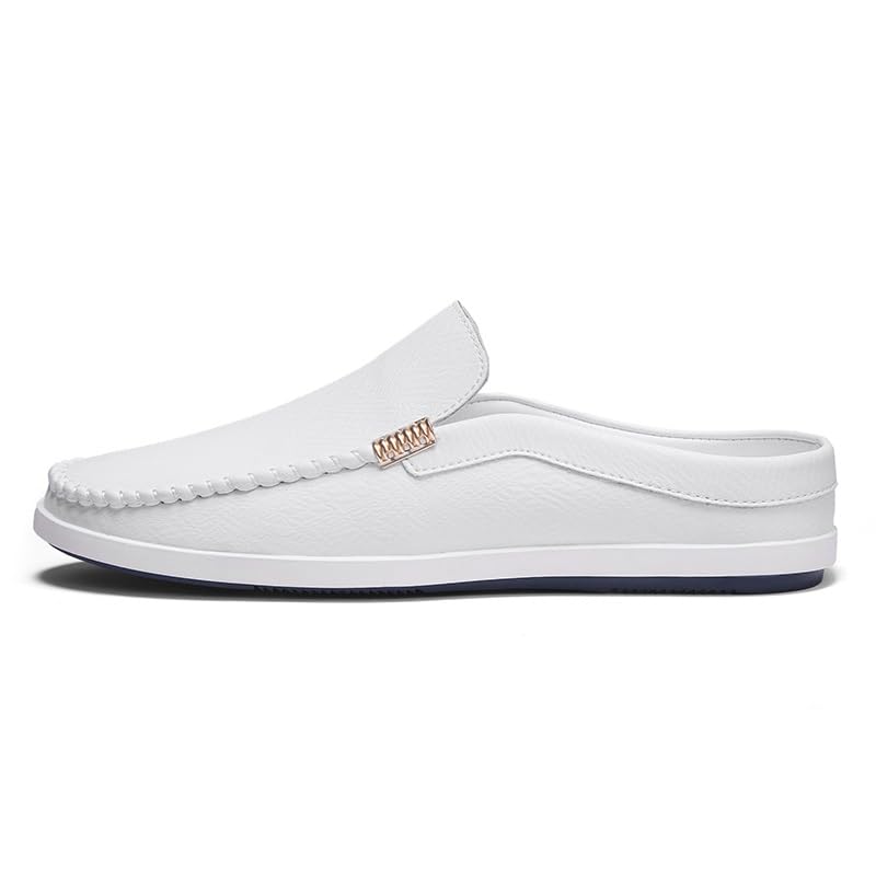 Mens Loafers Round Toe Vegan Leather Half Loafers Shoes Lightweight Anti-Slip Flexible Outdoor Party Slip-ons2