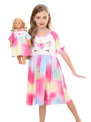 Bow Dream Girl Dress Cute and Matching American Girl Doll Clothes Accessories for Girls Dresses Set