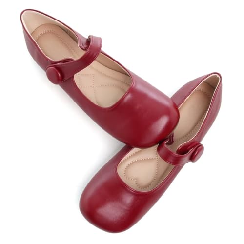 TN TANGNEST Women's Ballet Flats Retro Mary Jane Shoes for Women Cute Square Toe Buckle Dress Flats Soft Work Flats4