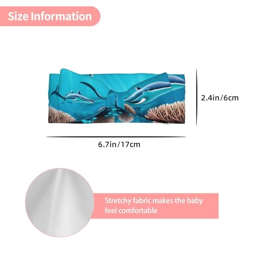 Deep Sea Whales Baby Bow Headband. Comfortable baby headband, suitable for daily wear and photo props.3