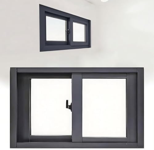 Aluminum Alloy Sliding Windows for Basement, Shack, Log Cabin, House - Insulated Tempered Glass, Left & Right, 34x16in (85x40cm) - Durable & Energy Efficient
