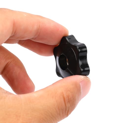 Image of MOZEAT LENS 20 Pack 1 /4-20 Knob 6 Star Knobs 1 /4 Inch 20 Female Threaded Hexagon Head Thru Knob Clamping Knobs Jig Knobs T Track Bolts, Black, 554350 3 VNKWeQdRd