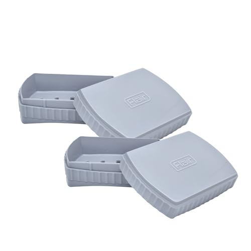 Image of FLAIR Estella Soap Case with Drainage | Reusable & Durable Soap Box | Modern Bathroom Soap Holder (2, Grey)
