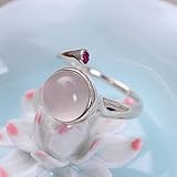 Peso: pesa alrededor de 4,5 g WOZUIMEI Anillo Retro de Estilo Chino S925 Joyería de Plata Esterlina con Incrustaciones de Calcedonia Rosa Tesoro Rojo Sintético Anillo Femenino Abierto Joyería de Plata de Lujo LigeraRosa